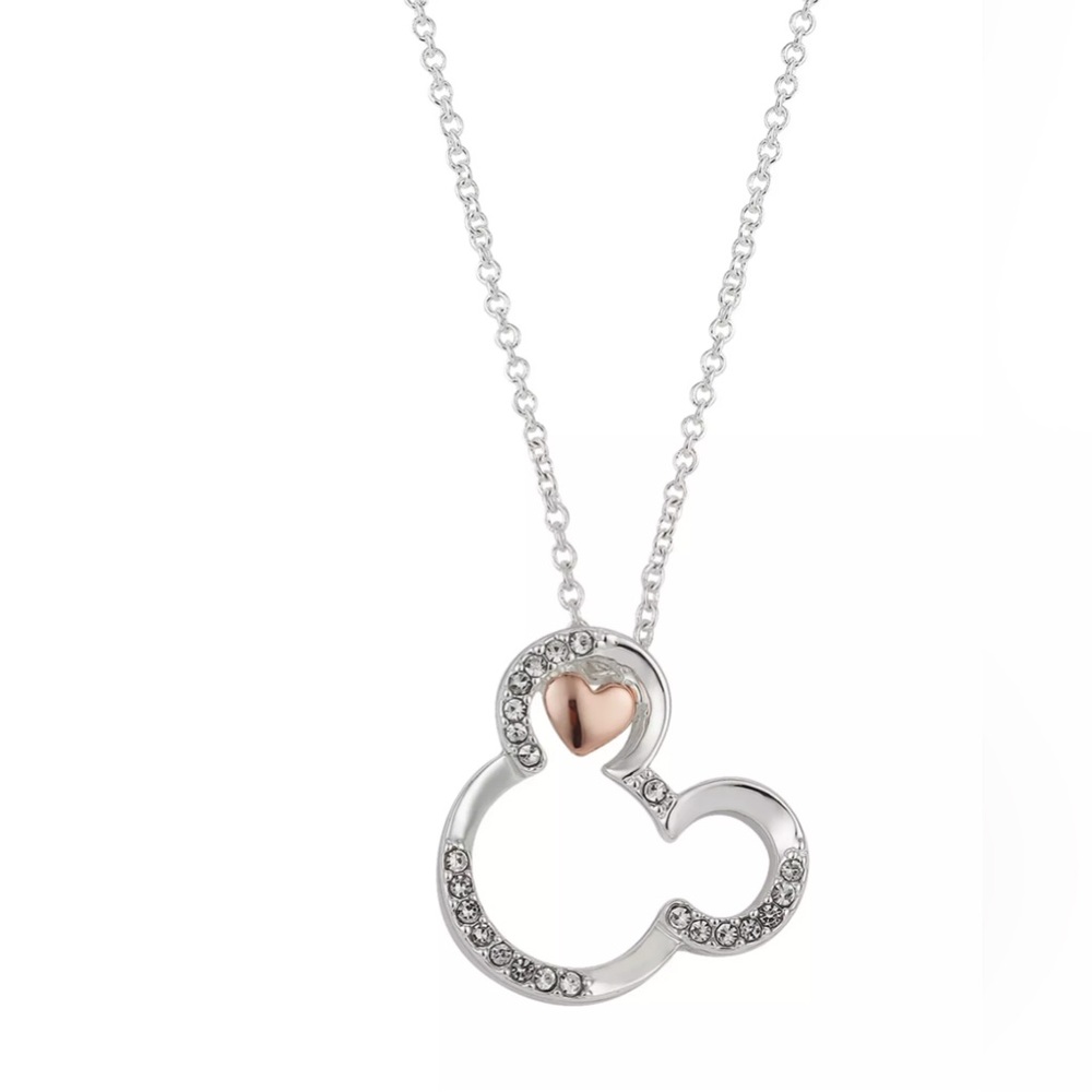 Disney's Mickey Mouse Two-Tone Crystal Head Necklace